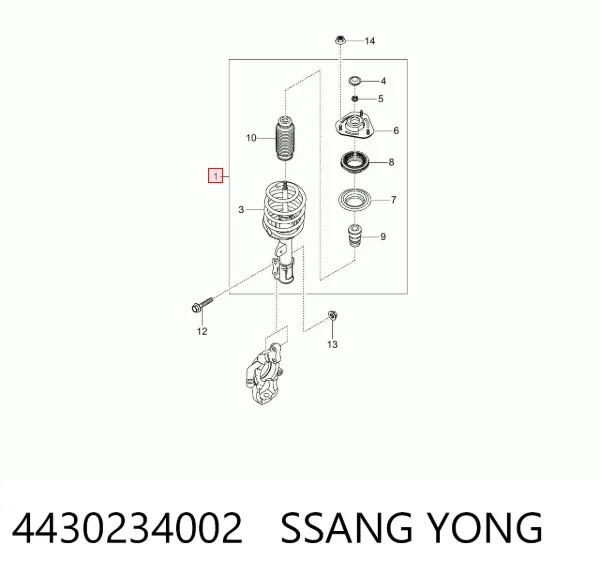 Amortiguador delantero derecho 4430234002 Ssang Yong