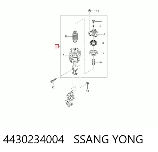 Amortiguador delantero derecho 4430234004 Ssang Yong