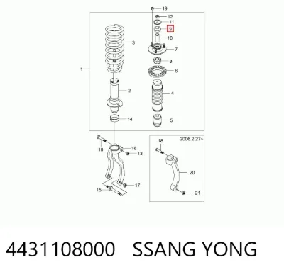 Buje de vástago de amortiguador delantero SSANG YONG 4431108000