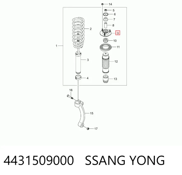 Soporte del amortiguador delantero 4431509000 Ssang Yong