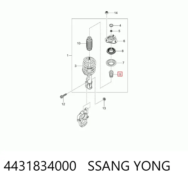 Tope de amortiguador delantero 4431834000 Ssang Yong