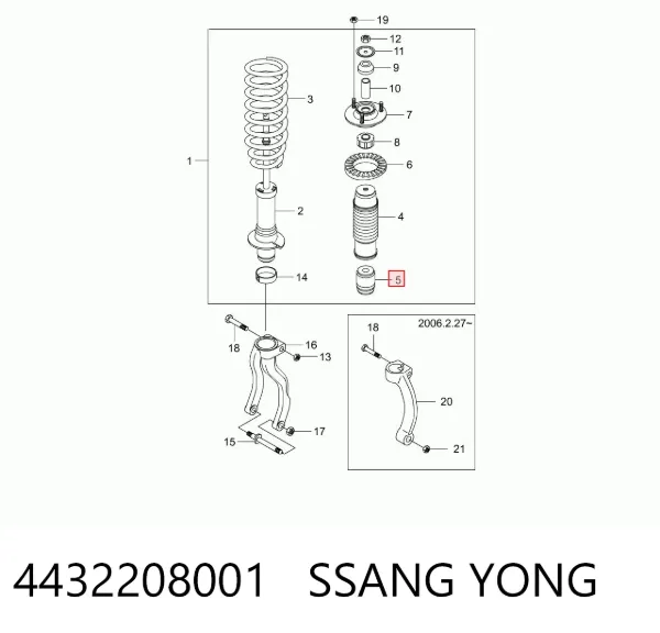Tope de amortiguador delantero 4432208001 Ssang Yong