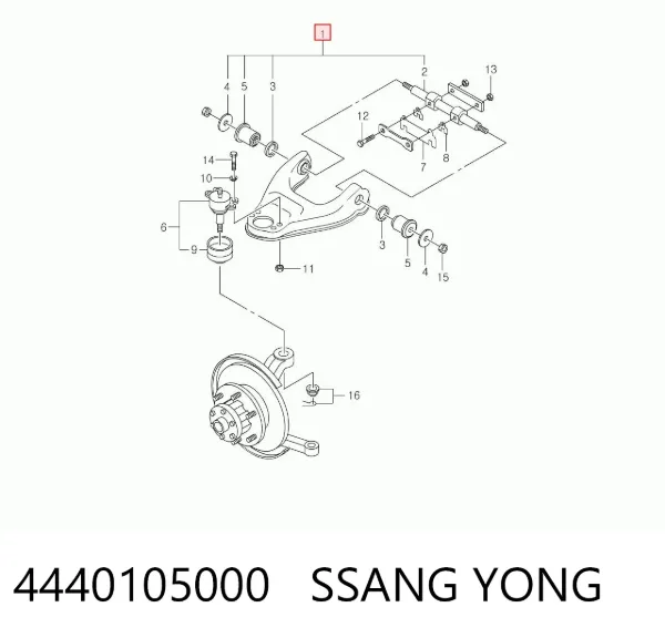 Brazo superior izquierdo de la suspensión delantera 4440105000 Ssang Yong