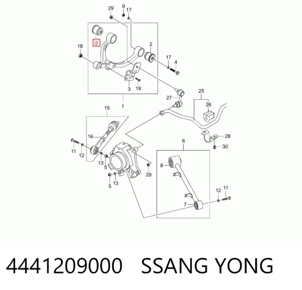 Buje del brazo de suspensión delantero superior 4441209000 Ssang Yong