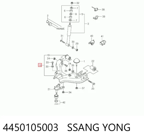 Brazo inferior izquierdo de la suspensión delantera 4450105003 Ssang Yong