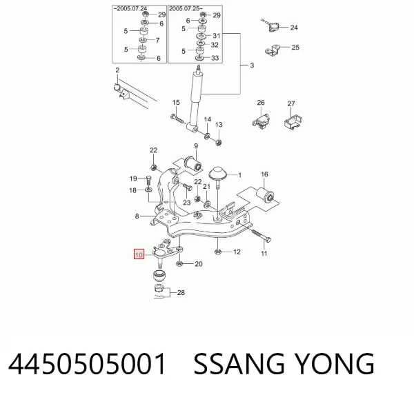 Rótula inferior de suspensión 4450505001 Ssang Yong