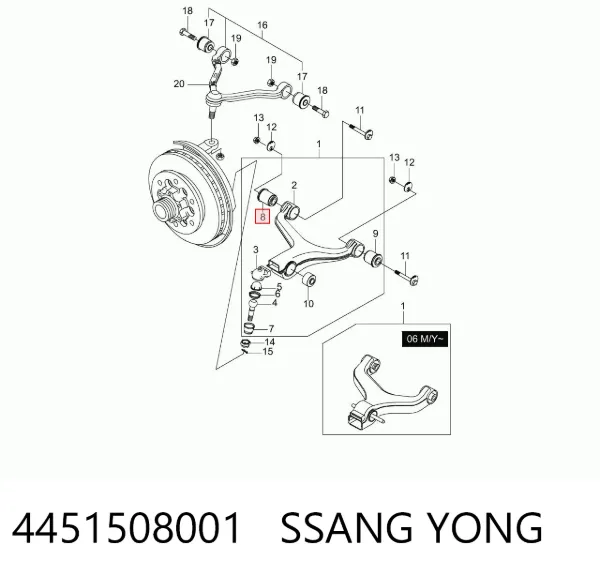 Silentblock del brazo de suspensión 4451508001 Ssang Yong