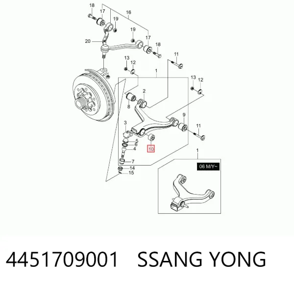 Silentblock del brazo de suspensión 4451709001 Ssang Yong