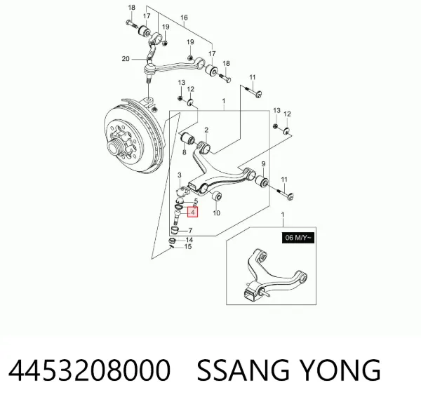 Rótula inferior de suspensión 4453208000 Ssang Yong