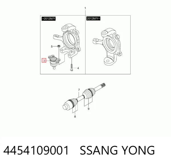Rótula inferior de suspensión 4454109001 Ssang Yong