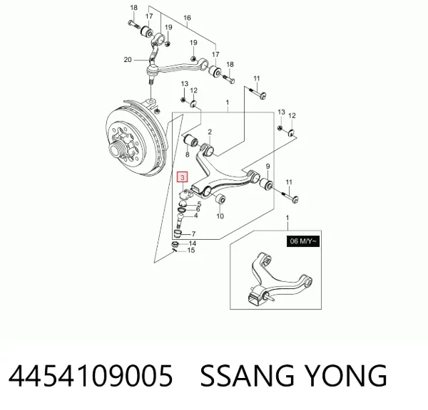 Rótula inferior de suspensión 4454109005 Ssang Yong
