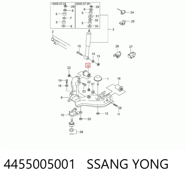 Silentblock del brazo de suspensión 4455005001 Ssang Yong