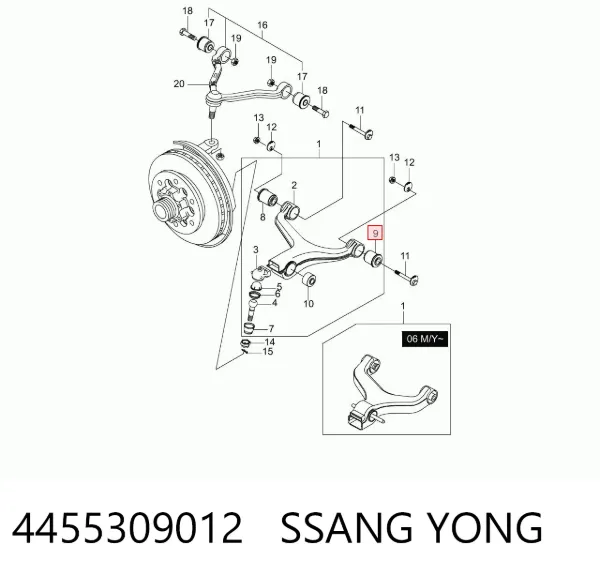 Silentblock del brazo de suspensión 4455309012 Ssang Yong