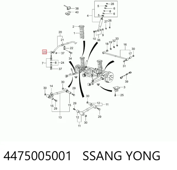 Bieleta estabilizadora trasera 4475005001 Ssang Yong