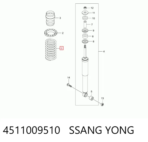Muelle trasero izquierdo 4511009510 Ssang Yong