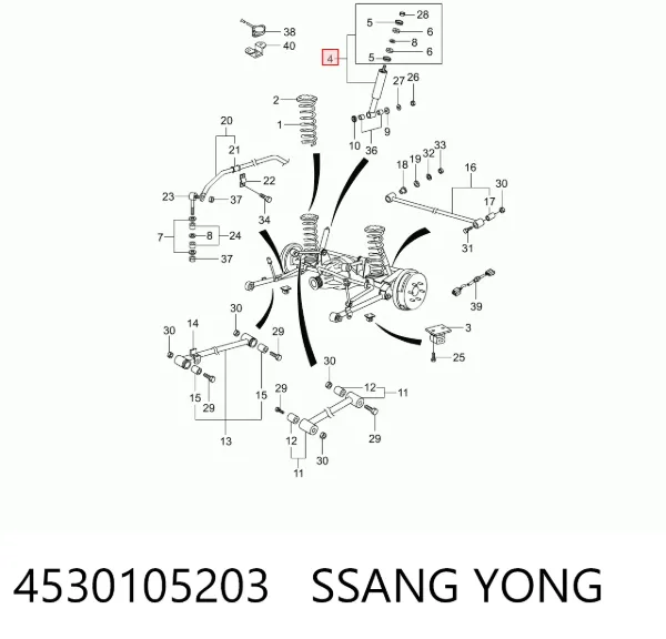 Amortiguador trasero 4530105203 Ssang Yong
