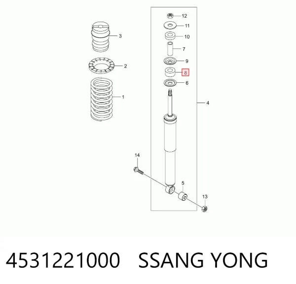Tope de amortiguador trasero 4531221000 Ssang Yong