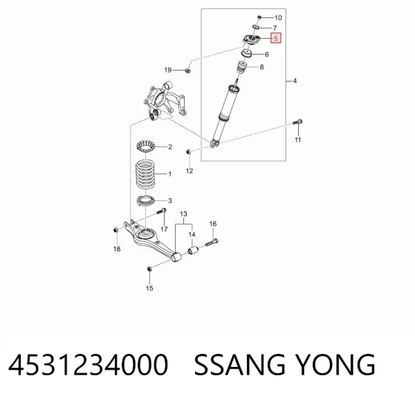 Copela de amortiguador trasero 4531234000 Ssang Yong