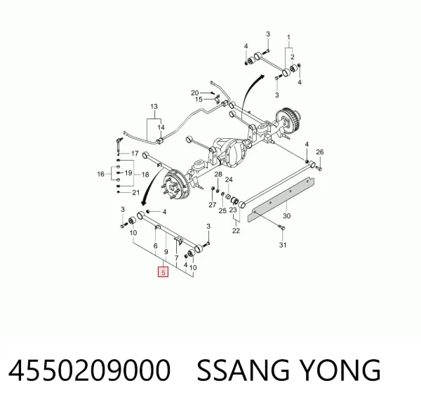 Brazo de suspensión, trasera derecha 4550209000 Ssang Yong