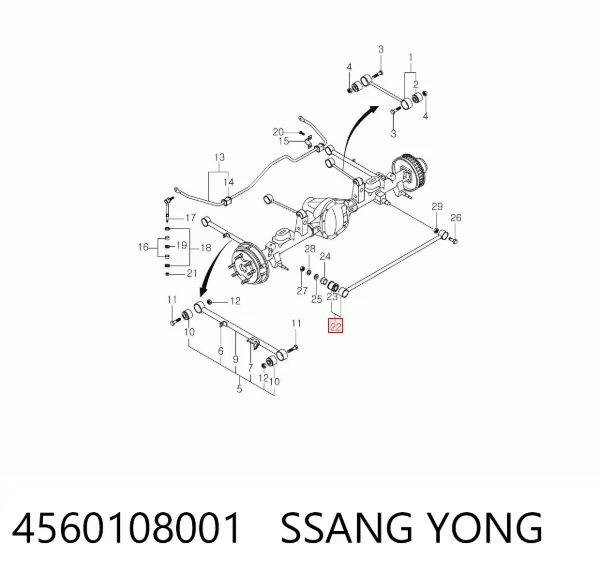 Barra transversal de la suspensión trasera 4560108001 Ssang Yong