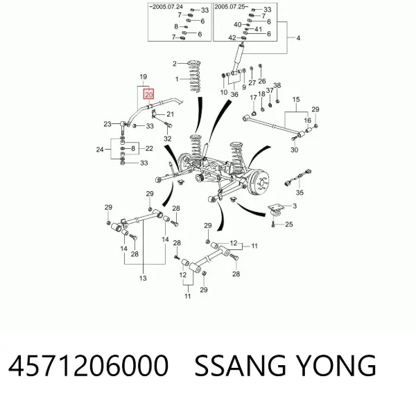 Buje de barra estabilizadora trasera 4571206000 Ssang Yong