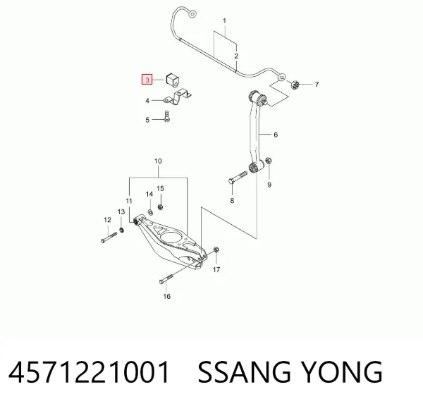 Buje de barra estabilizadora trasera 4571221001 Ssang Yong