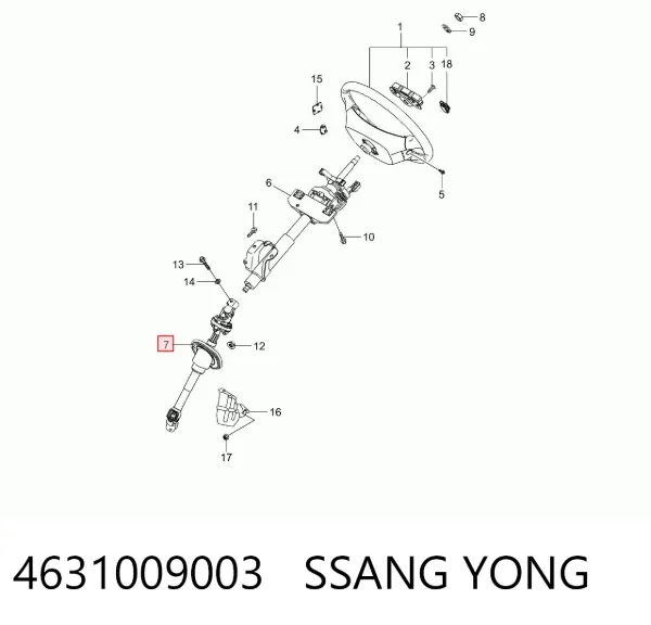 Eje inferior de la columna de dirección 4631009003 Ssang Yong