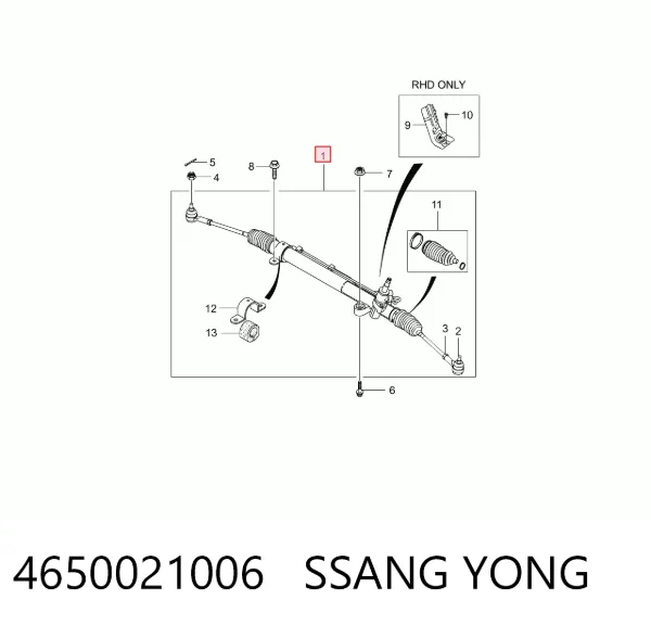 Cremallera de dirección 4650021006 Ssang Yong