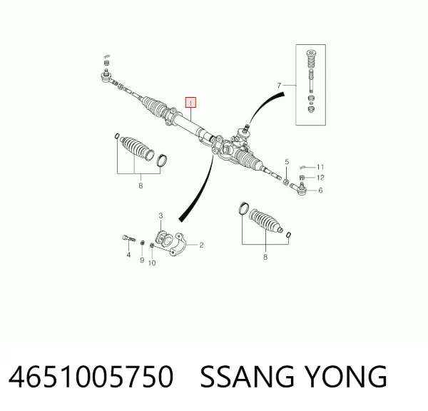 Cremallera de dirección 4651005750 Ssang Yong