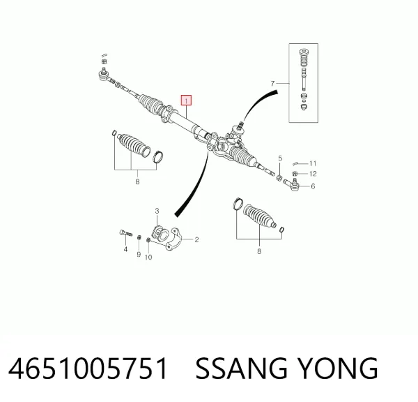 Cremallera de dirección 4651005751 Ssang Yong