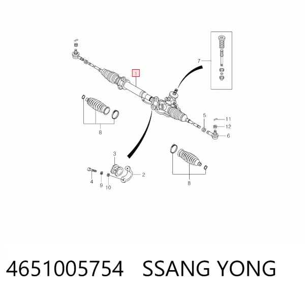 Cremallera de dirección 4651005754 Ssang Yong