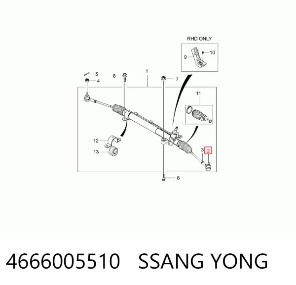 Rótula barra de dirección 4666005510 Ssang Yong