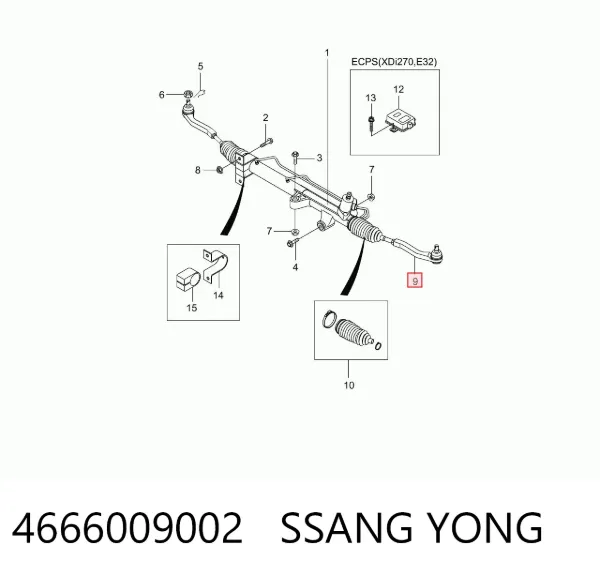 Rótula barra de dirección 4666009002 Ssang Yong