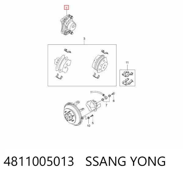 Pinza de freno delantera izquierda 4811005013 Ssang Yong