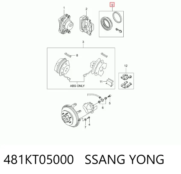 Kit de reparación de pinzas de freno 481KT05000 Ssang Yong