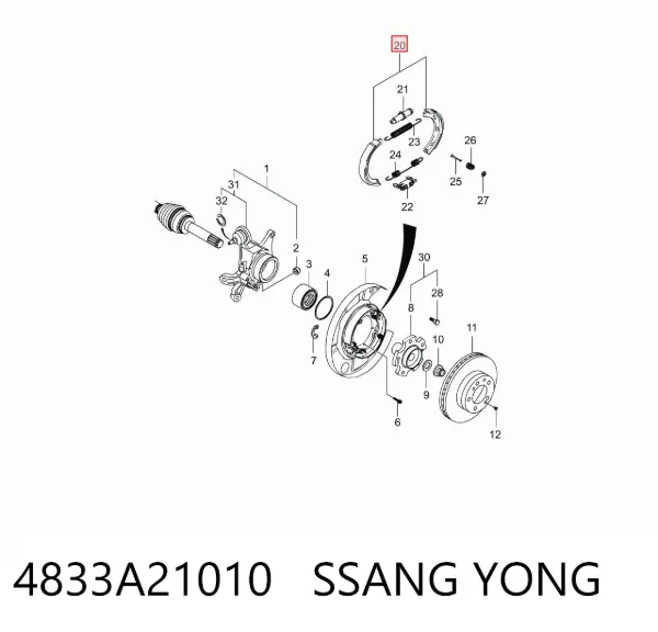 Zapatas de freno de mano 4833A21010 Ssang Yong