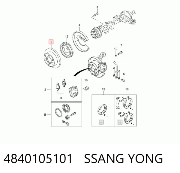 Disco de freno trasero 4840105101 Ssang Yong