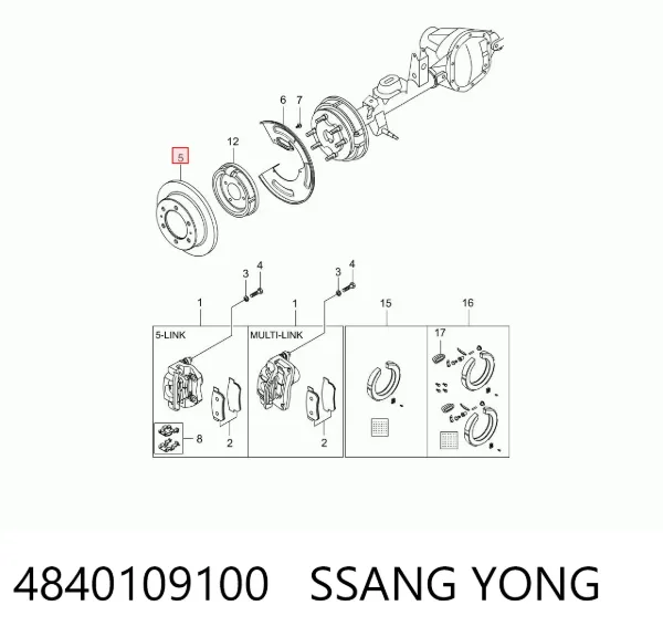 Disco de freno trasero 4840109100 Ssang Yong