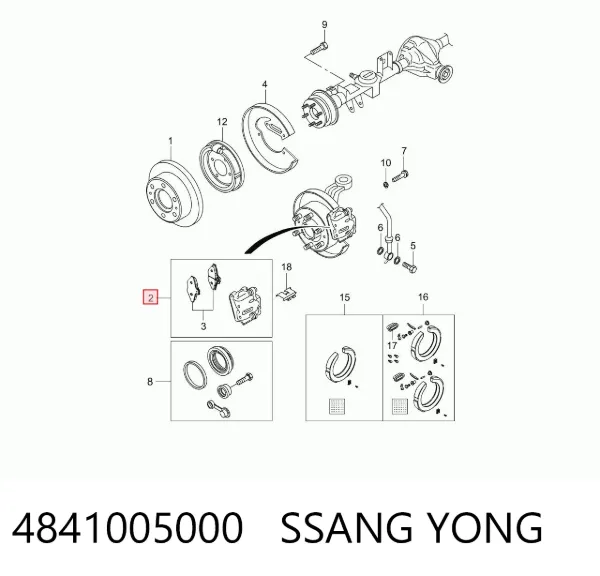 Pinza de freno trasera izquierda 4841005000 Ssang Yong