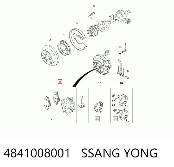 Pinza de freno trasera izquierda 4841008001 Ssang Yong