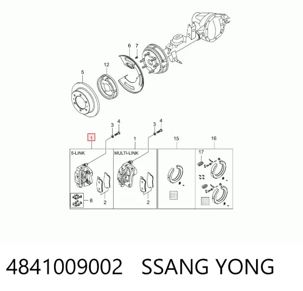 Pinza de freno trasera izquierda 4841009002 Ssang Yong
