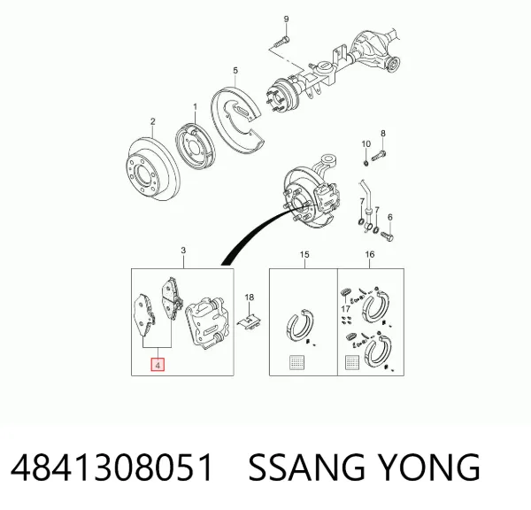 Pastillas de freno traseras 4841308051 Ssang Yong