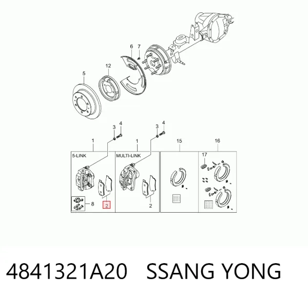Pastillas de freno traseras 4841321A20 Ssang Yong