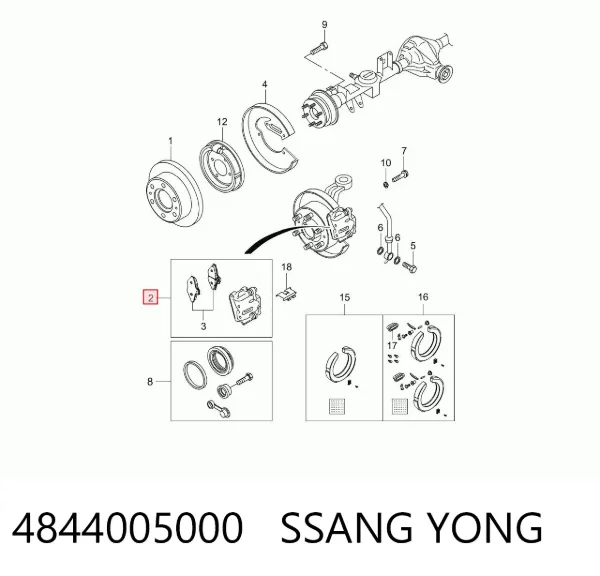 Pinza de freno trasera derecha 4844005000 Ssang Yong