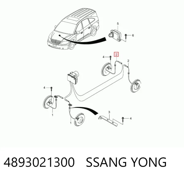 Sensor ABS trasero derecho 4893021300 Ssang Yong
