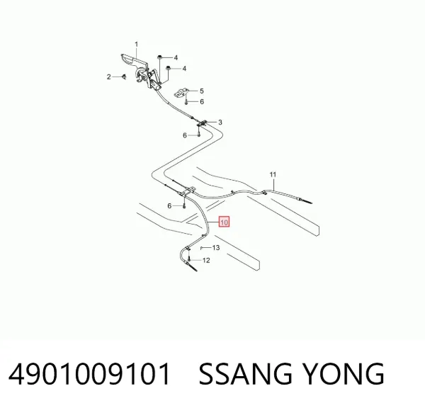Cable de freno de mano trasero izquierdo 4901009101 Ssang Yong