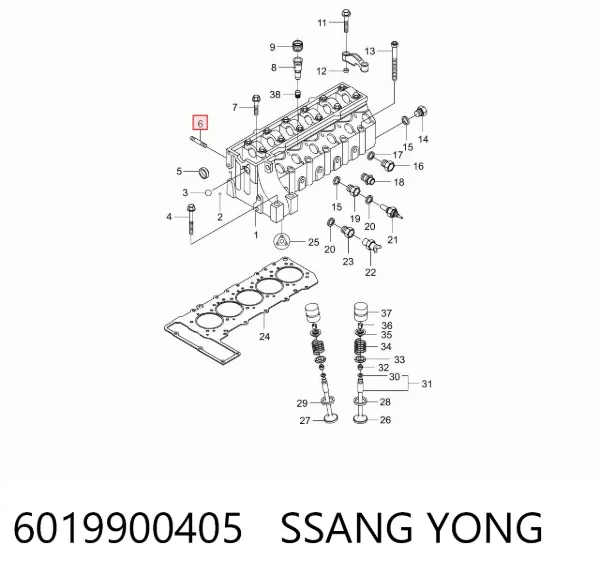 Espárrago del colector de escape 6019900405 Ssang Yong