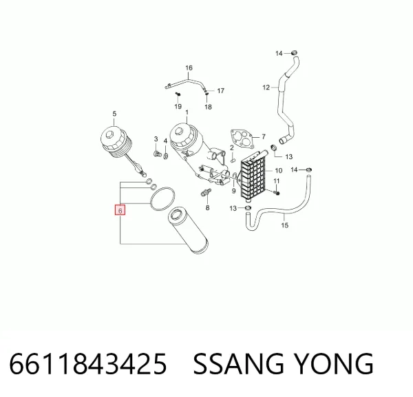 Filtro de aceite 6611843425 Ssang Yong