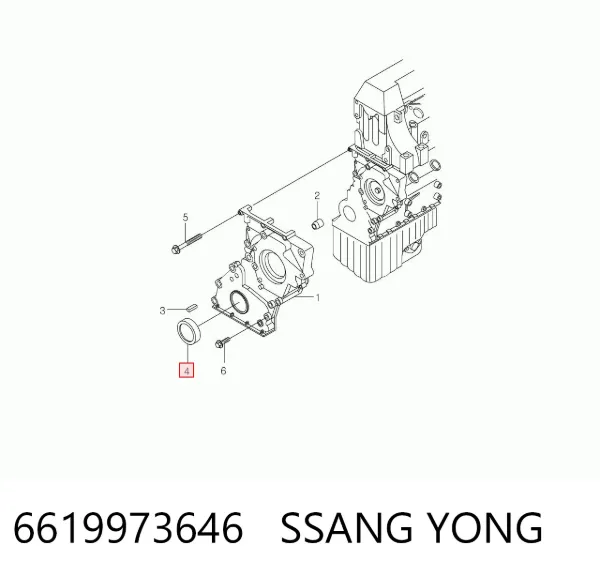 Retén de cigüeñal frontal 6619973646 Ssang Yong