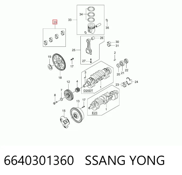 Juego de cojinetes de biela, cota de reparación (+0,50 mm) 6640301360 Ssang Yong